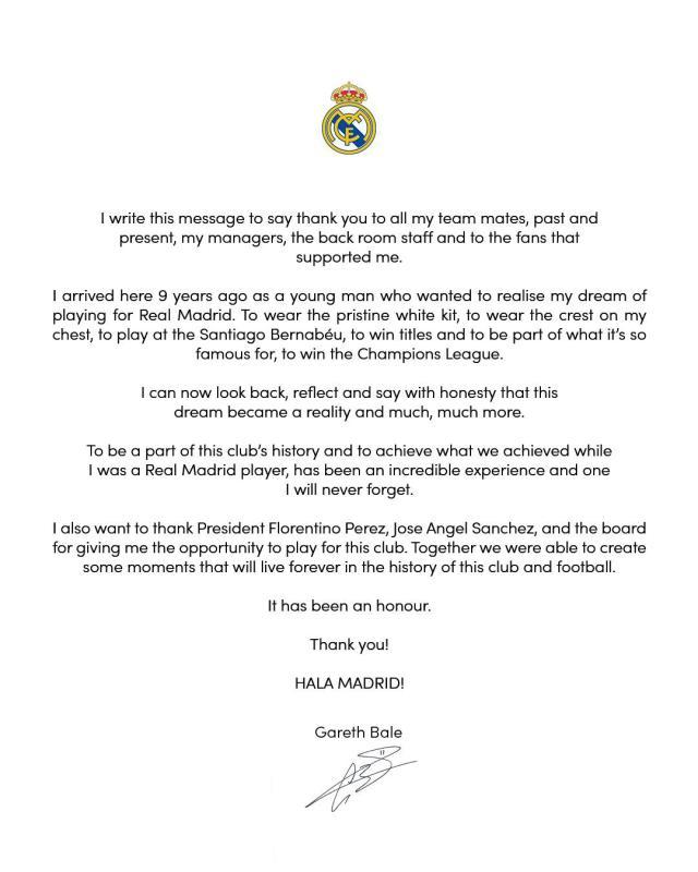 PP电子(中国)-贝尔发文告别皇马：我们一起创造了历史，谢谢！